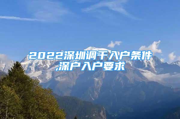 2022深圳調干入戶條件,深戶入戶要求