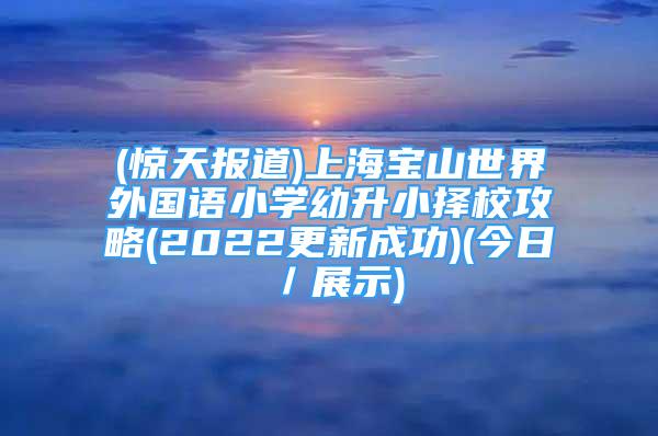 (驚天報(bào)道)上海寶山世界外國(guó)語(yǔ)小學(xué)幼升小擇校攻略(2022更新成功)(今日／展示)