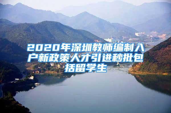 2020年深圳教師編制入戶新政策人才引進(jìn)秒批包括留學(xué)生