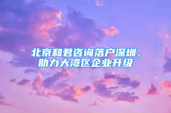 北京和君咨詢落戶深圳，助力大灣區(qū)企業(yè)升級