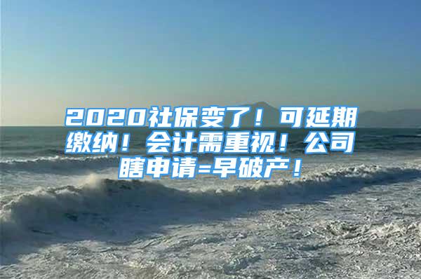 2020社保變了！可延期繳納！會(huì)計(jì)需重視！公司瞎申請(qǐng)=早破產(chǎn)！