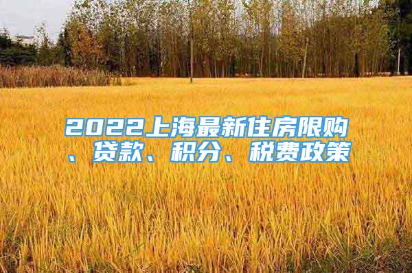 2022上海最新住房限購、貸款、積分、稅費政策