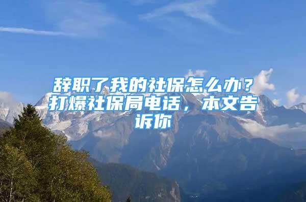 辭職了我的社保怎么辦？打爆社保局電話，本文告訴你