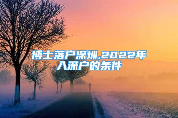 博士落戶深圳,2022年入深戶的條件