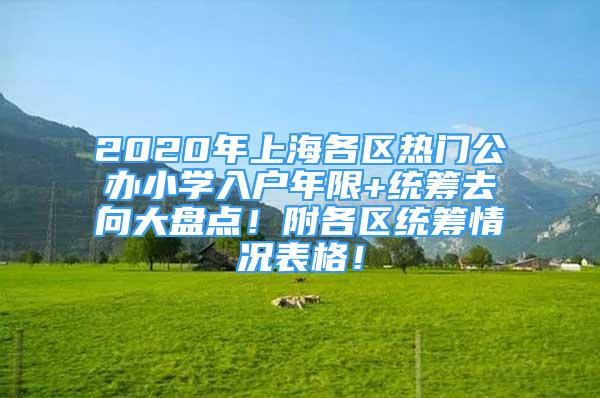 2020年上海各區(qū)熱門公辦小學(xué)入戶年限+統(tǒng)籌去向大盤點！附各區(qū)統(tǒng)籌情況表格！