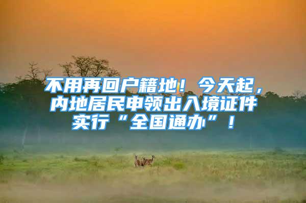 不用再回戶籍地！今天起，內地居民申領出入境證件實行“全國通辦”！