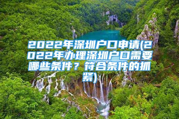 2022年深圳戶口申請(2022年辦理深圳戶口需要哪些條件？符合條件的抓緊)