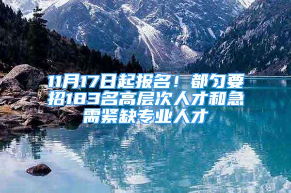 11月17日起報(bào)名！都勻要招183名高層次人才和急需緊缺專業(yè)人才→