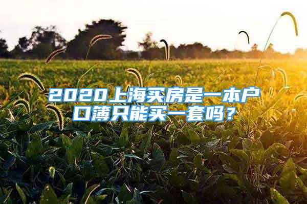 2020上海買房是一本戶口簿只能買一套嗎？