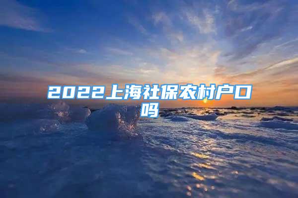 2022上海社保農(nóng)村戶口嗎