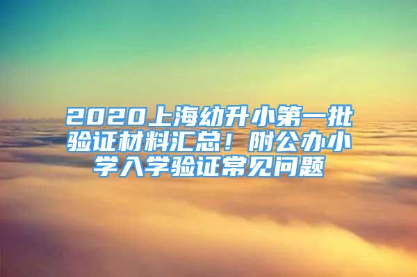 2020上海幼升小第一批驗(yàn)證材料匯總！附公辦小學(xué)入學(xué)驗(yàn)證常見問題