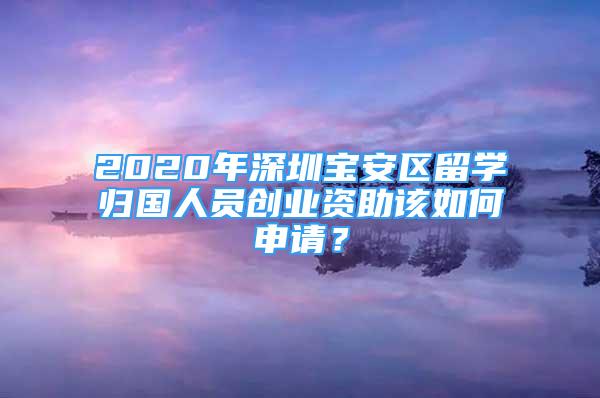 2020年深圳寶安區(qū)留學歸國人員創(chuàng)業(yè)資助該如何申請？