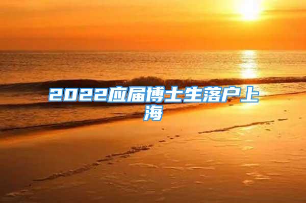 2022應(yīng)屆博士生落戶上海