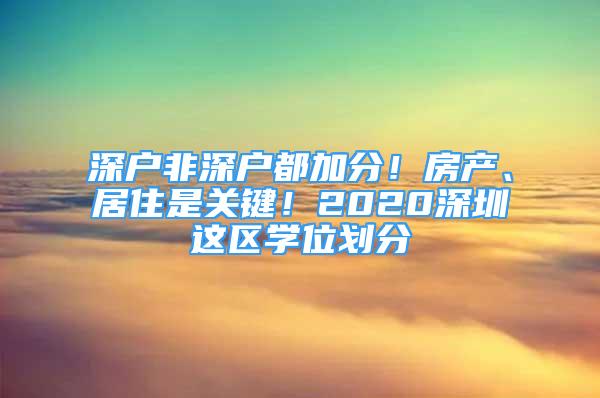 深戶非深戶都加分！房產(chǎn)、居住是關(guān)鍵！2020深圳這區(qū)學(xué)位劃分