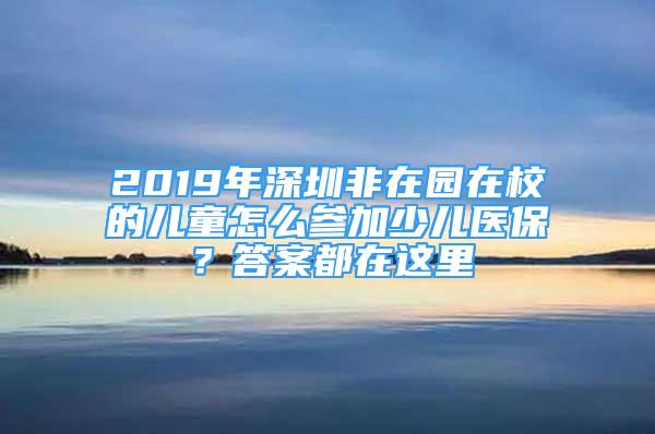 2019年深圳非在園在校的兒童怎么參加少兒醫(yī)保？答案都在這里