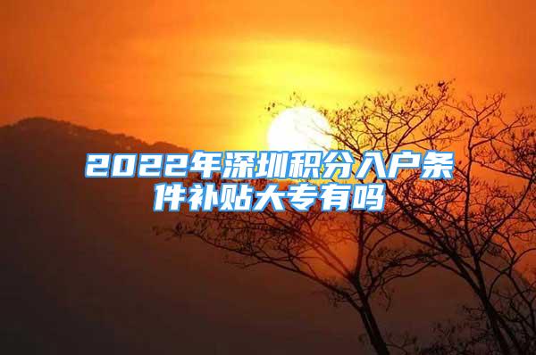 2022年深圳積分入戶(hù)條件補(bǔ)貼大專(zhuān)有嗎