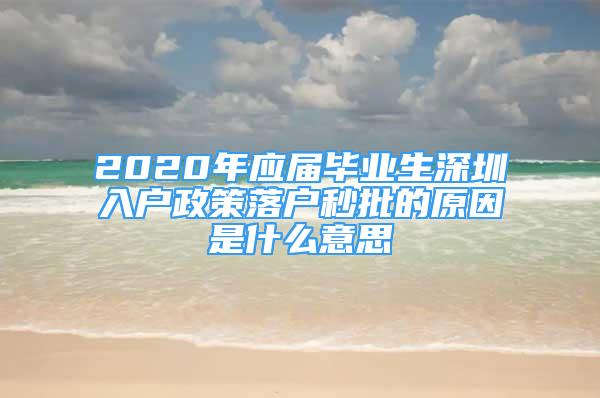 2020年應(yīng)屆畢業(yè)生深圳入戶政策落戶秒批的原因是什么意思