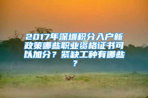 2017年深圳積分入戶新政策哪些職業(yè)資格證書可以加分？緊缺工種有哪些？