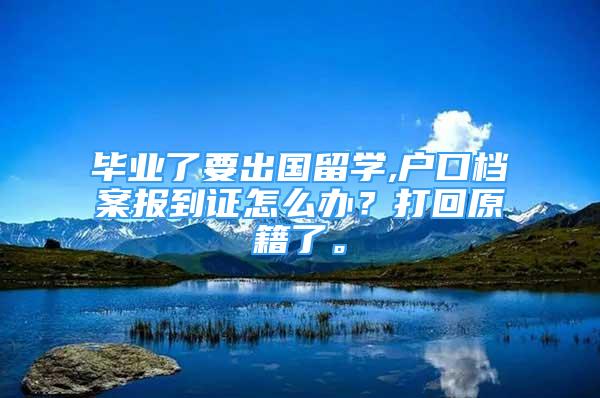 畢業(yè)了要出國留學(xué),戶口檔案報(bào)到證怎么辦？打回原籍了。