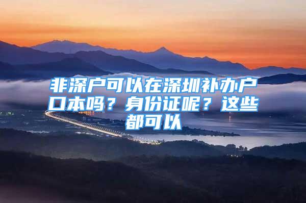 非深戶可以在深圳補(bǔ)辦戶口本嗎？身份證呢？這些都可以