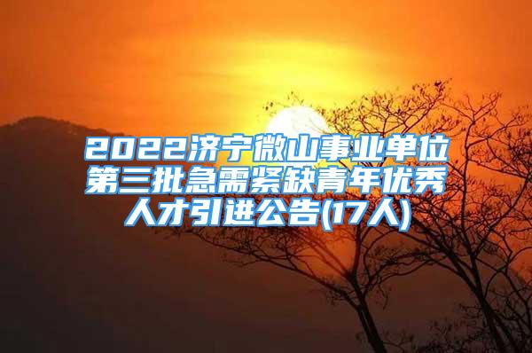 2022濟(jì)寧微山事業(yè)單位第三批急需緊缺青年優(yōu)秀人才引進(jìn)公告(17人)