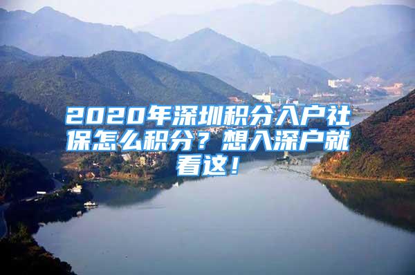 2020年深圳積分入戶社保怎么積分？想入深戶就看這！