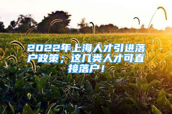 2022年上海人才引進(jìn)落戶政策；這幾類人才可直接落戶！