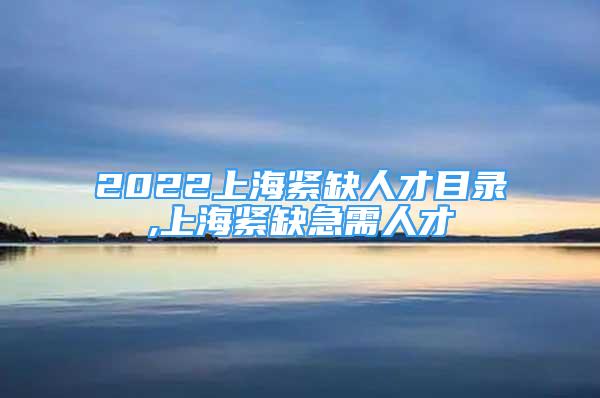 2022上海緊缺人才目錄,上海緊缺急需人才