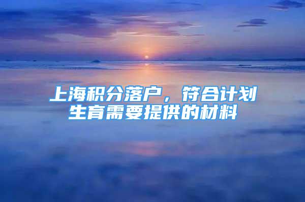 上海積分落戶，符合計(jì)劃生育需要提供的材料