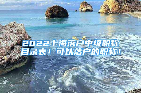 2022上海落戶中級職稱目錄表！可以落戶的職稱！