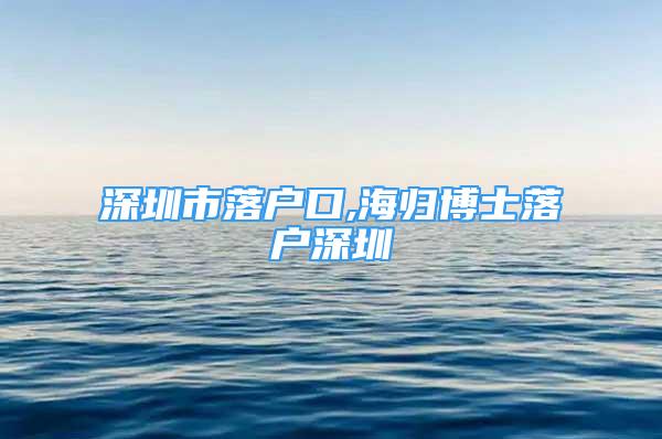 深圳市落戶口,海歸博士落戶深圳