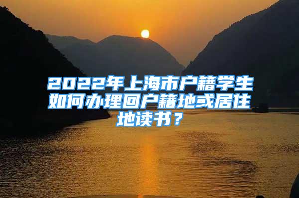 2022年上海市戶籍學生如何辦理回戶籍地或居住地讀書？