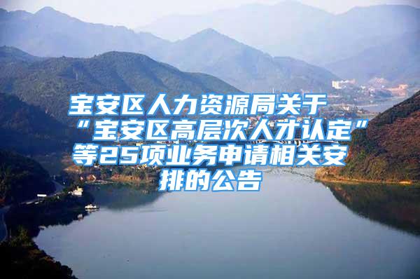 寶安區(qū)人力資源局關(guān)于“寶安區(qū)高層次人才認定”等25項業(yè)務(wù)申請相關(guān)安排的公告