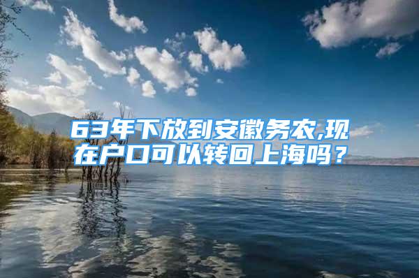 63年下放到安徽務(wù)農(nóng),現(xiàn)在戶口可以轉(zhuǎn)回上海嗎？