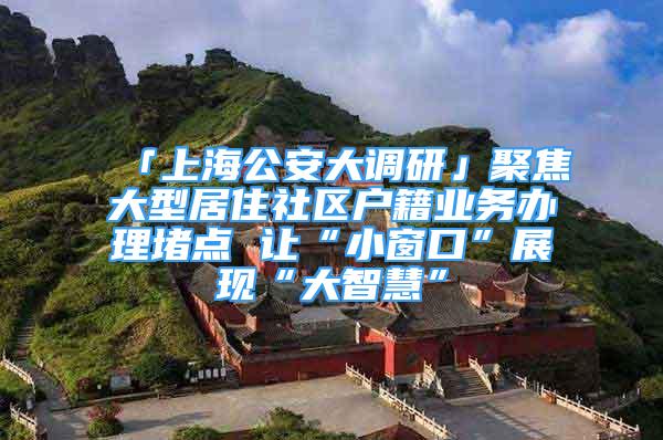 「上海公安大調研」聚焦大型居住社區(qū)戶籍業(yè)務辦理堵點 讓“小窗口”展現“大智慧”