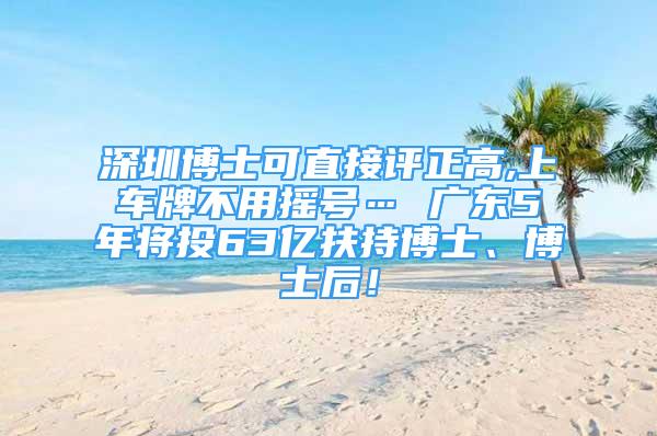 深圳博士可直接評正高,上車牌不用搖號… 廣東5年將投63億扶持博士、博士后！