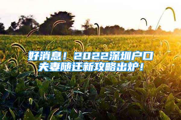 好消息！2022深圳戶口夫妻隨遷新攻略出爐！