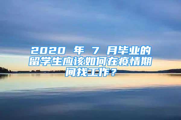 2020 年 7 月畢業(yè)的留學(xué)生應(yīng)該如何在疫情期間找工作？