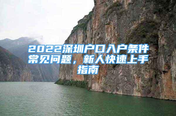 2022深圳戶口入戶條件常見問題，新人快速上手指南