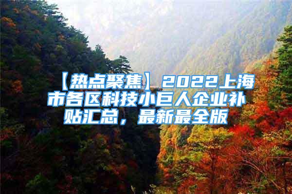 【熱點聚焦】2022上海市各區(qū)科技小巨人企業(yè)補貼匯總，最新最全版