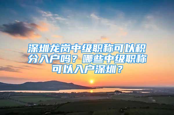 深圳龍崗中級職稱可以積分入戶嗎？哪些中級職稱可以入戶深圳？