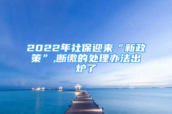 2022年社保迎來(lái)“新政策”,斷繳的處理辦法出爐了