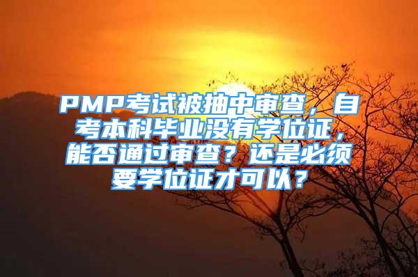 PMP考試被抽中審查，自考本科畢業(yè)沒有學位證，能否通過審查？還是必須要學位證才可以？