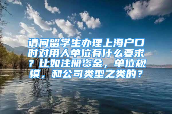 請(qǐng)問(wèn)留學(xué)生辦理上海戶口時(shí)對(duì)用人單位有什么要求？比如注冊(cè)資金，單位規(guī)模，和公司類型之類的？