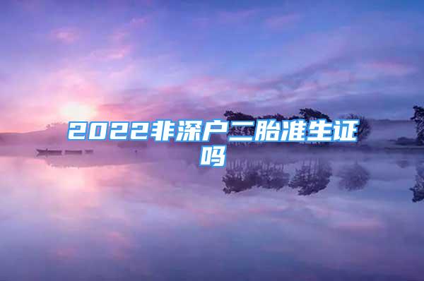 2022非深戶二胎準(zhǔn)生證嗎