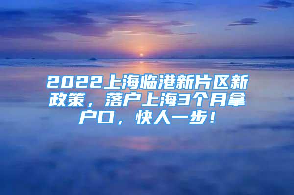 2022上海臨港新片區(qū)新政策，落戶上海3個月拿戶口，快人一步！