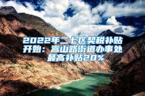 2022年二七區(qū)契稅補(bǔ)貼開始：嵩山路街道辦事處 最高補(bǔ)貼20%