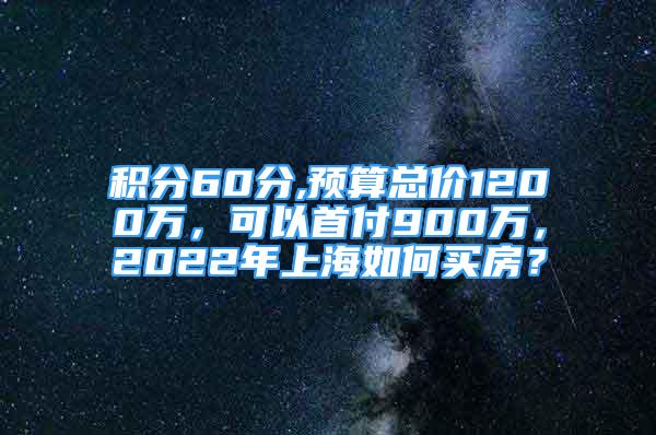 積分60分,預算總價1200萬，可以首付900萬，2022年上海如何買房？