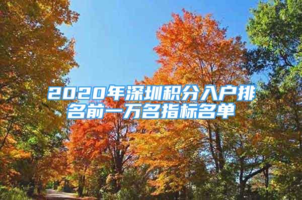 2020年深圳積分入戶(hù)排名前一萬(wàn)名指標(biāo)名單