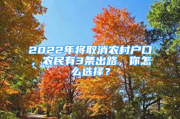 2022年將取消農村戶口，農民有3條出路，你怎么選擇？